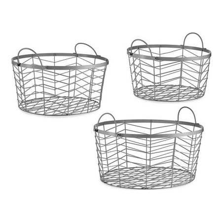 Set of Baskets Silver Metal 40 x 18 x 40 cm (3 pcs)