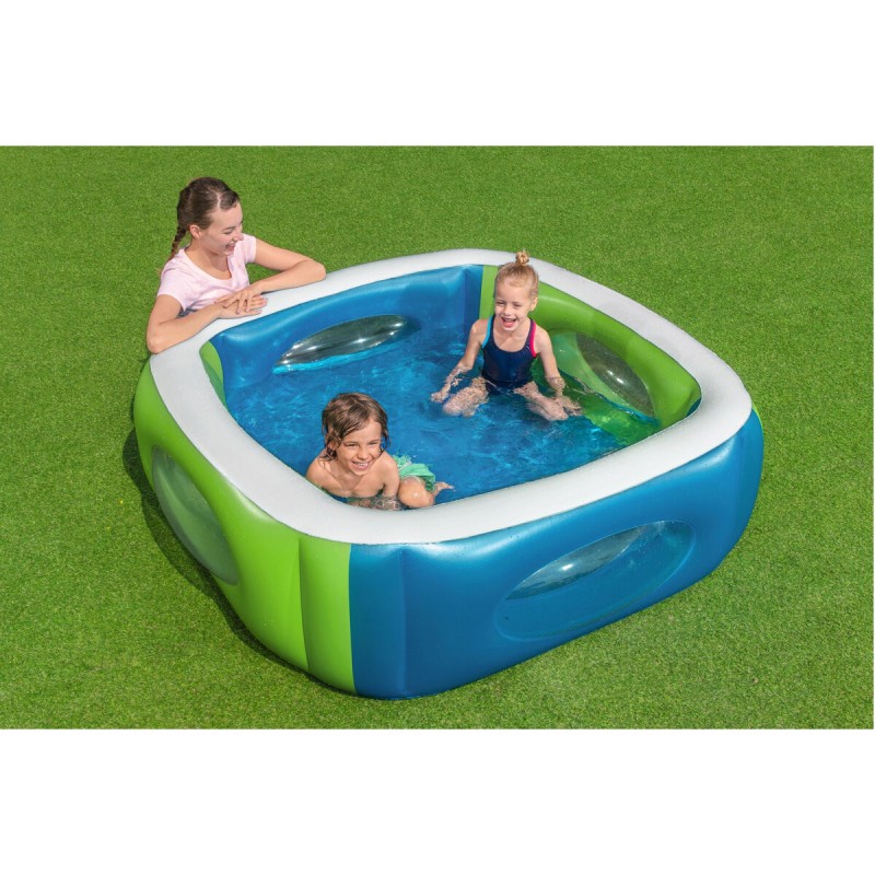 Bestway Piscine Gonflable avec Hublots 168x168x56 cm +6 Ans Jardin 51132