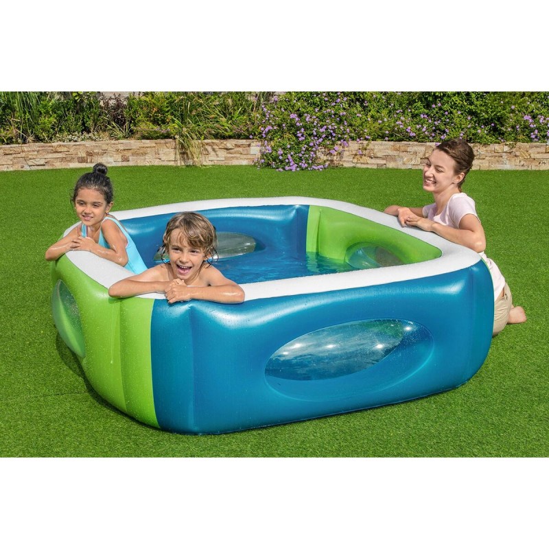 Bestway Piscine Gonflable avec Hublots 168x168x56 cm +6 Ans Jardin 51132