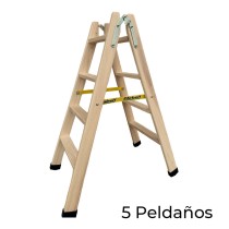 5-step folding ladder Plabell Wood 139 x 31/51 cm