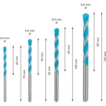 Ensemble de forets BOSCH Expert CYL-9 Multiconstruction Ø 4 mm Ø 5 mm Ø 6 mm Ø 8 mm 4 Pièces