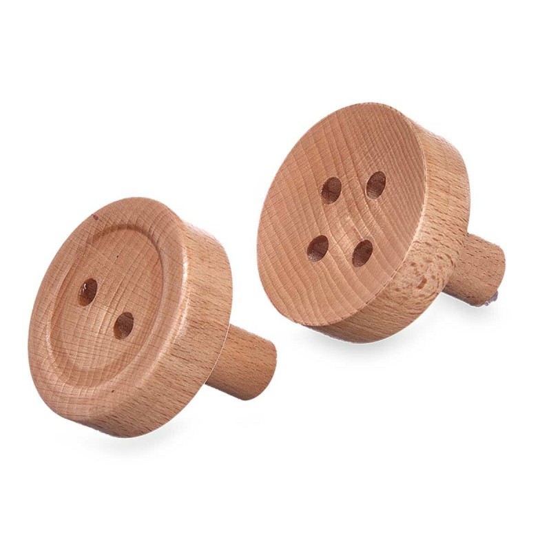 Hangers Brown Wood Buttons Set 2 Pieces (6 Units)