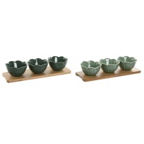 Ensemble à apértif Home ESPRIT Vert Vert foncé Bambou Porcelaine Tropical 4 Pièces 32 x 10 x 7 cm (2 Unités)