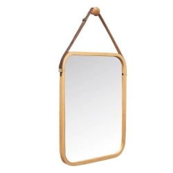 Miroir suspendu Naturel Cuir Bambou Rectangulaire 34 x 41,5 x 1,5 cm (6 Unités)