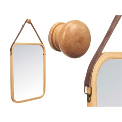 Hanging mirror B6605 Natural Rectangular 34 x 41,5 x 1,5 cm (6 Units)