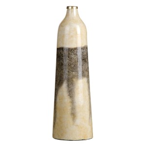 Vase 16 x 16 x 50 cm Verre Gris Crème