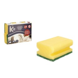 Lot de tampons à récurer Jaune Vert Polyuréthane Fibre abrasive 4 Pièces (11 Unités)