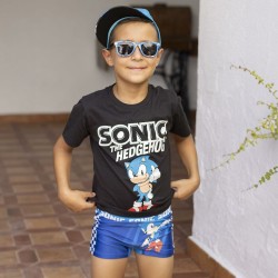 Kurzarm-T-Shirt für Kinder Sonic Schwarz