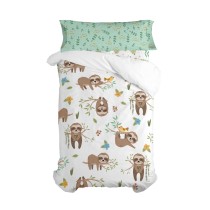 Duvet cover set HappyFriday Moshi Moshi Happy Sloth Multicolour Single 2 Pieces