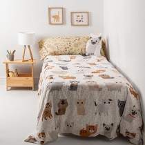 Duvet cover set HappyFriday Mr Fox Cats Multicolour Single 2 Pieces