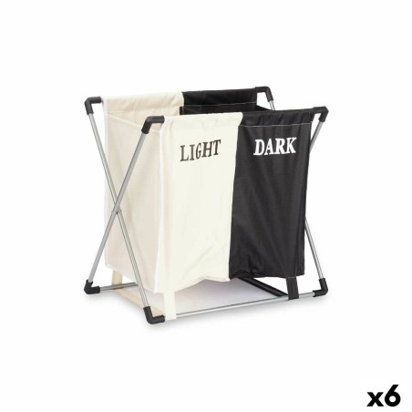 Panier à linge Kipit WR4218P Blanc Noir Métal 60 x 34 x 56 cm Double (6 Unités)