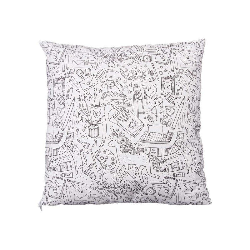 Cushion White Black 43 x 13 x 43 cm For painting (6 Units)