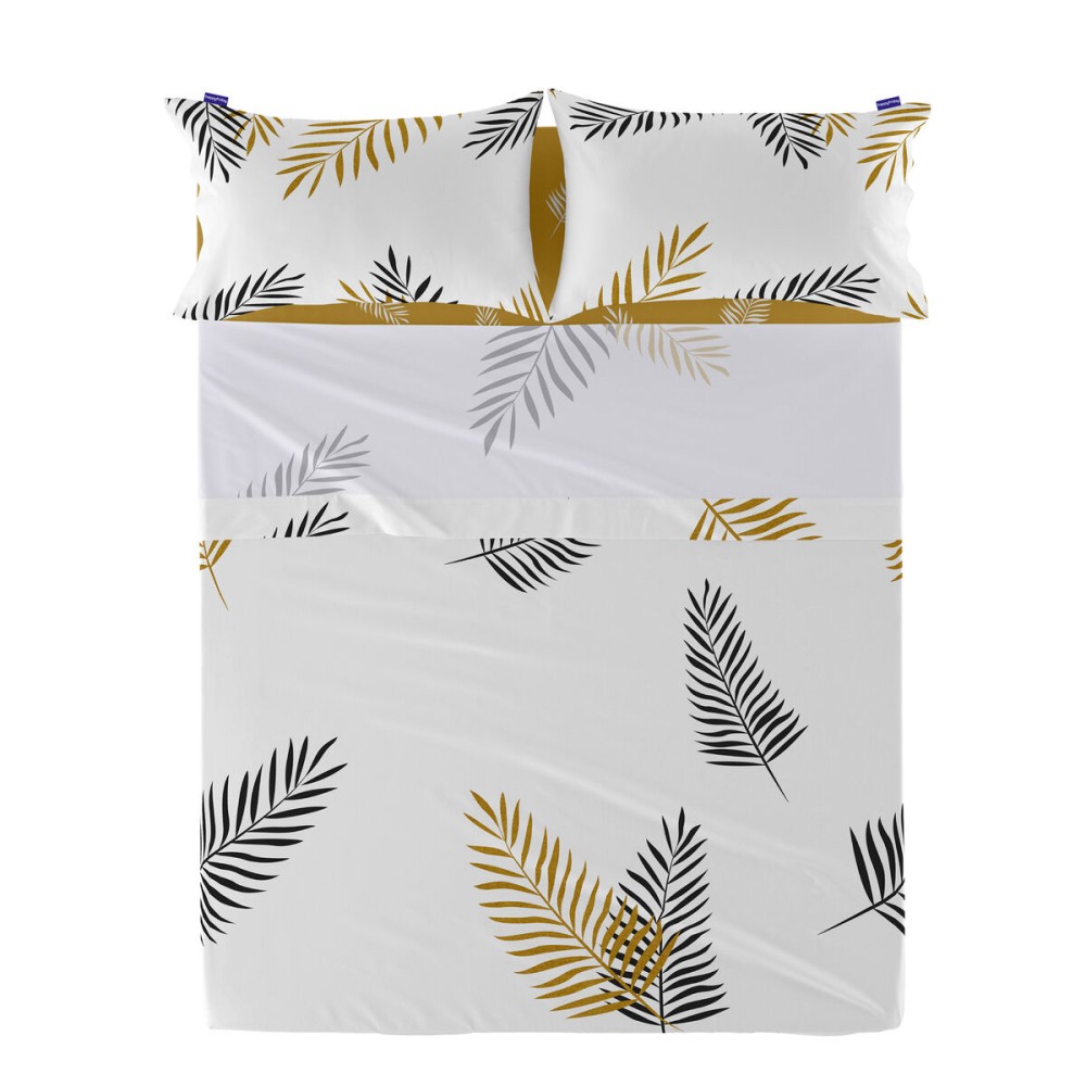 Drap HappyFriday Blanc Foliage Multicouleur 160 x 270 cm