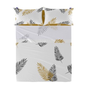 Drap HappyFriday Blanc Foliage Multicouleur 160 x 270 cm