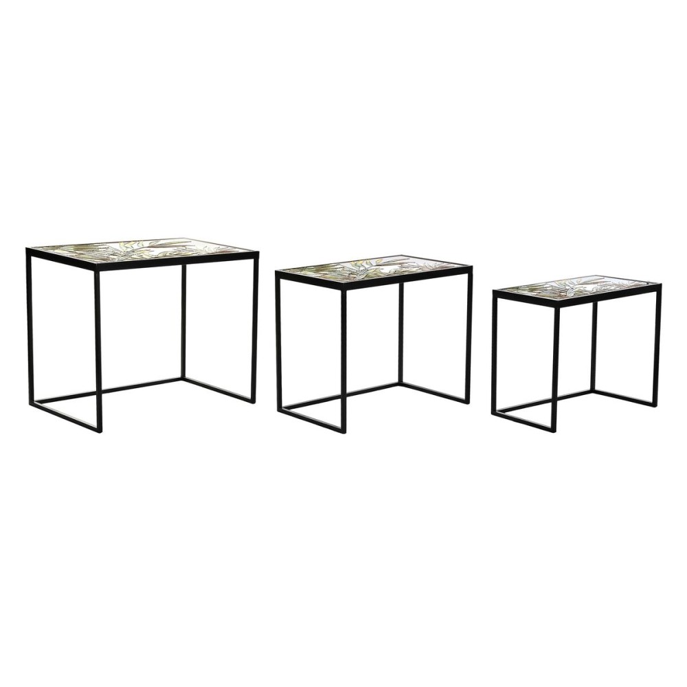 Set of 3 tables DKD Home Decor Black Green Golden 60 x 40 x 50 cm