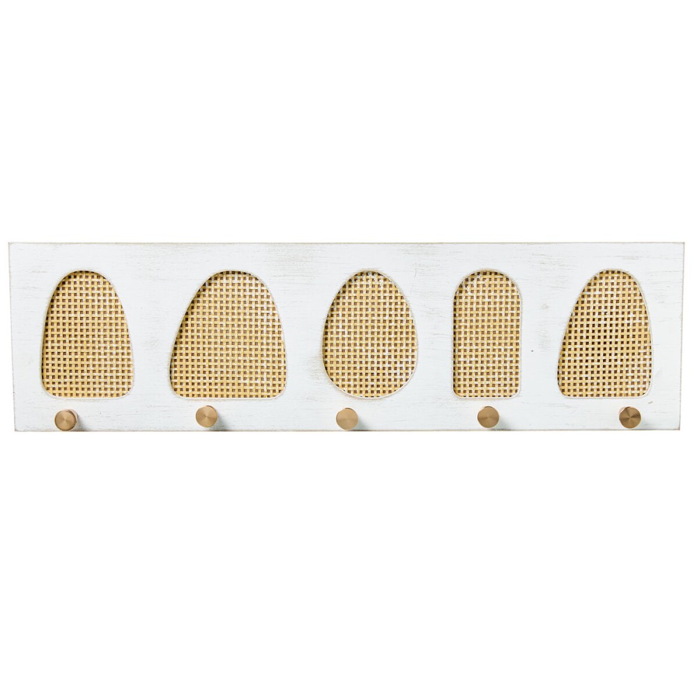 Portemanteau Alexandra House Living Jaune Blanc Bois 60 x 17 x 4 cm 5 Crochets