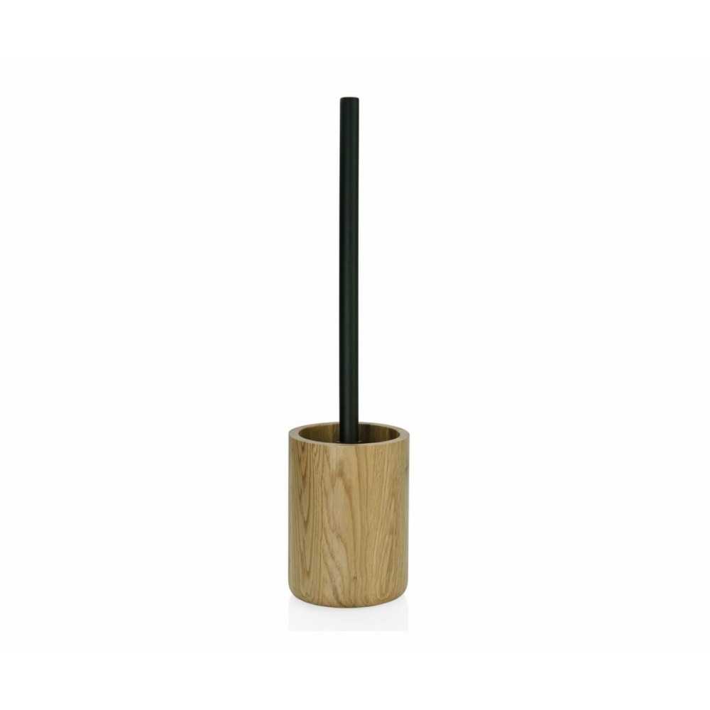 Toilet Brush Alexandra House Living Black Beige Stainless steel oak wood 10 x 39 x 10 cm