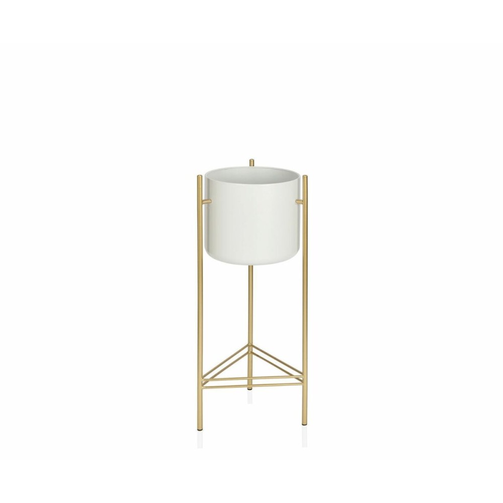 Planter with stand Alexandra House Living White Golden Metal 27 x 65 x 27 cm