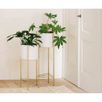 Planter with stand Alexandra House Living White Golden Metal 27 x 65 x 27 cm