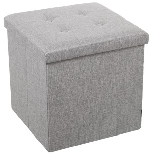 Pouf Alexandra House Living Gris Polyester Textile 45 x 45 x 45 cm Pliable