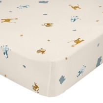 Drap housse HappyFriday MINI Beige Multicouleur 60 x 120 x 14 cm animaux