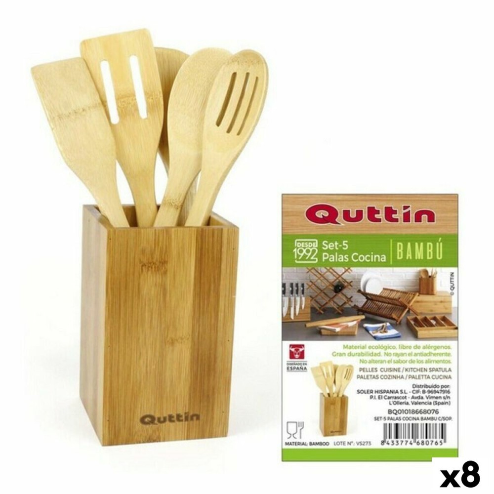 Set d'Ustensiles de Cuisine Quttin Bambou 5 Pièces 10 x 10 x 31,5 cm (8 Unités)