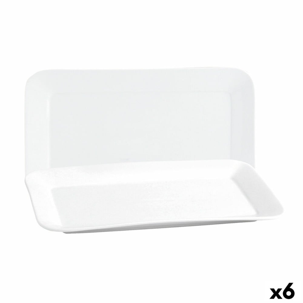 Kochschüssel Quid Basic rechteckig aus Keramik Weiß (35,8 x 21 cm) (6 Stück)