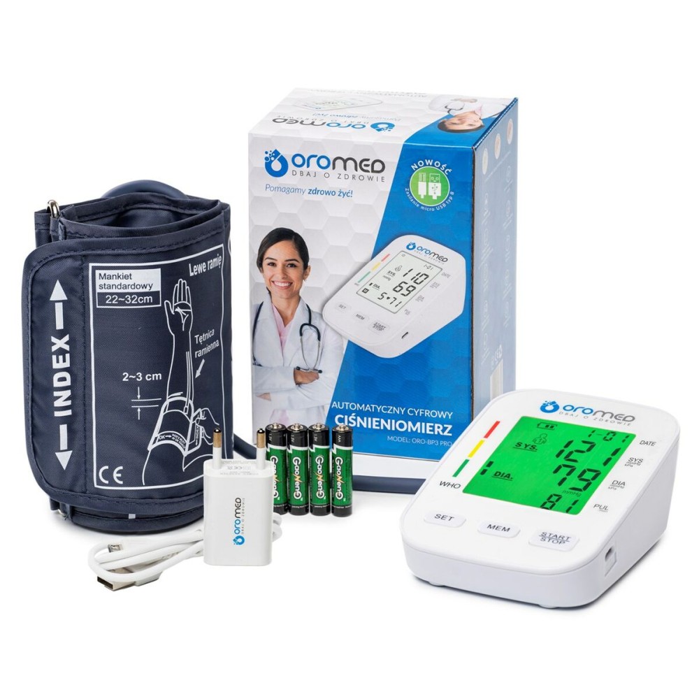 Arm Blood Pressure Monitor Oromed ORO-BP3+ zasilacz