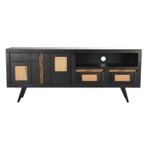 TV-Möbel DKD Home Decor Schwarz Rattan Mango-Holz (145,5 x 40,5 x 60 cm)