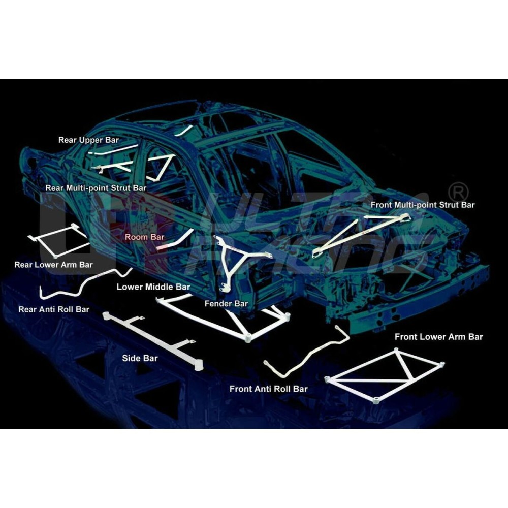 Barre d'armature Ultra Racing URRE2-177 BMW 3-SERIES E46 Supérieur Trasera