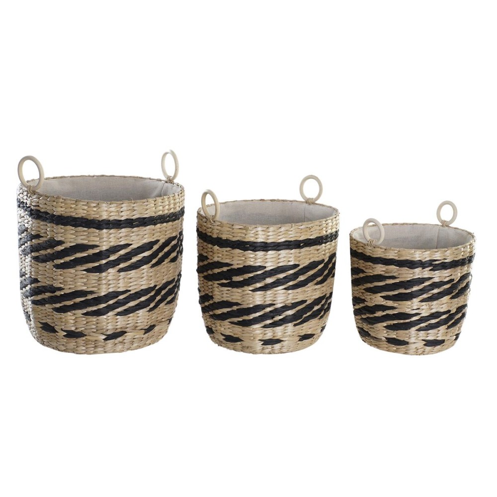 Korb-Set DKD Home Decor Polyester Kolonial Faser (38 x 38 x 36 cm)