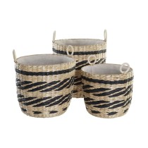 Basket set DKD Home Decor Polyester Colonial Fibre (38 x 38 x 36 cm)