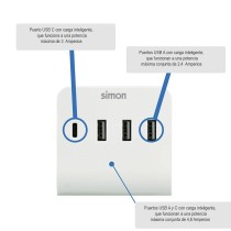 Chargeur mural Simon CL610304 Blanc/Noir