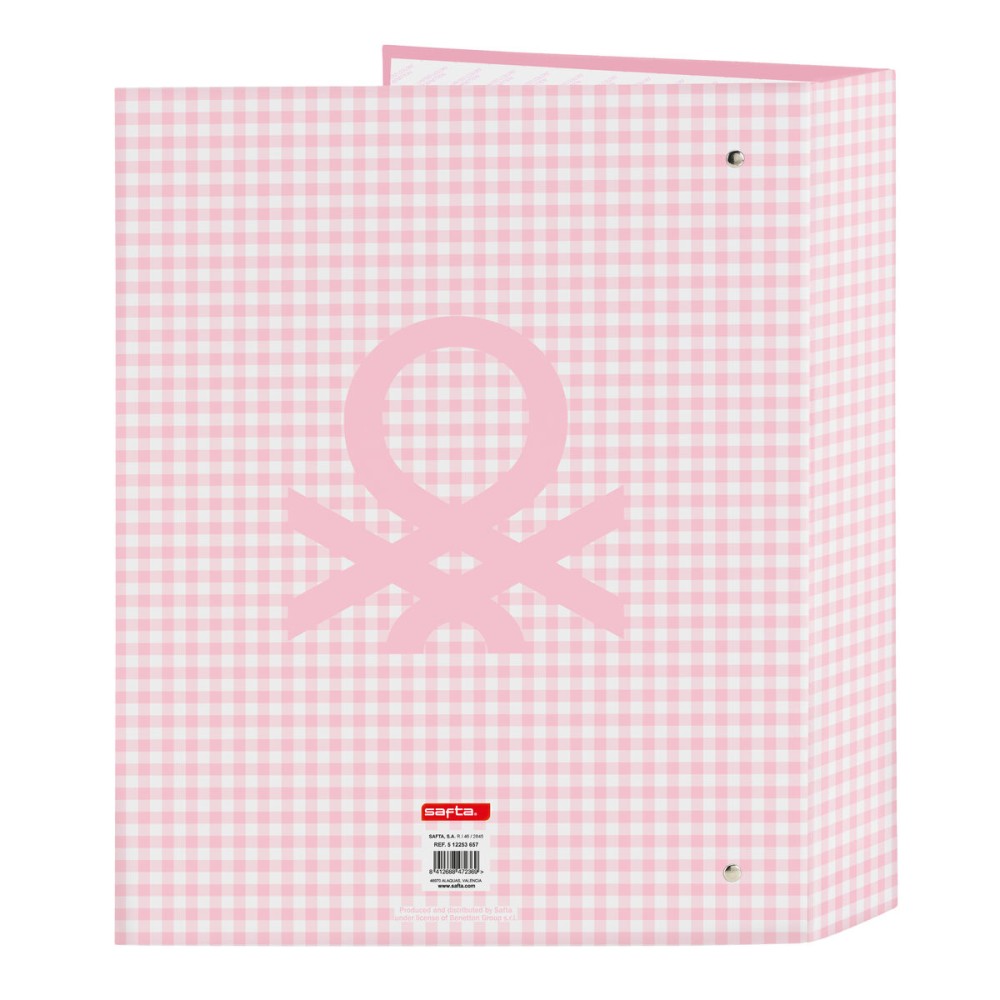 Ring binder Benetton Vichy Pink A4 27 x 33 x 6 cm