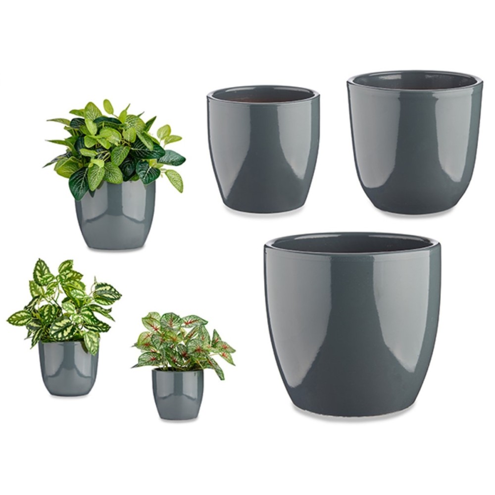 Set of pots Ibergarden CAZORLA-7011 Anthracite Clay