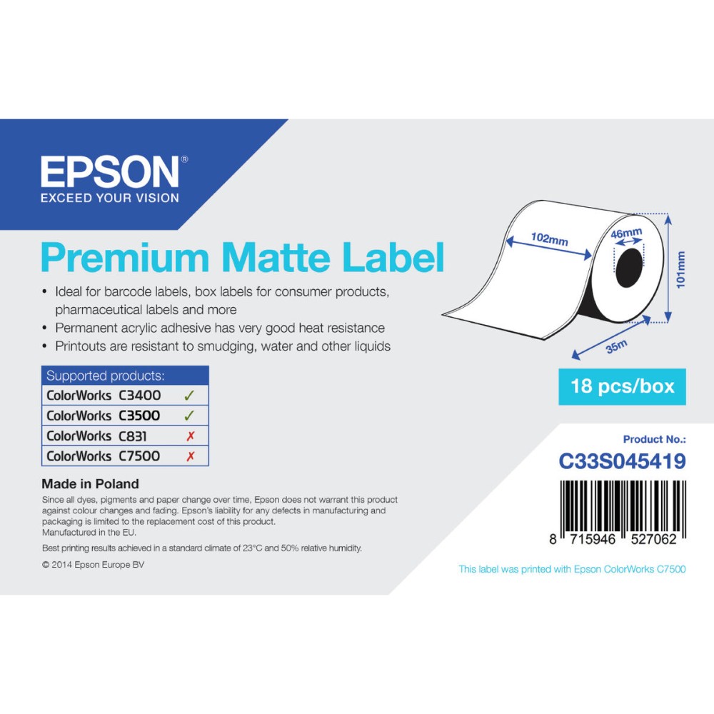 Thermal Paper Roll Epson C33S045419 (1 Unit)