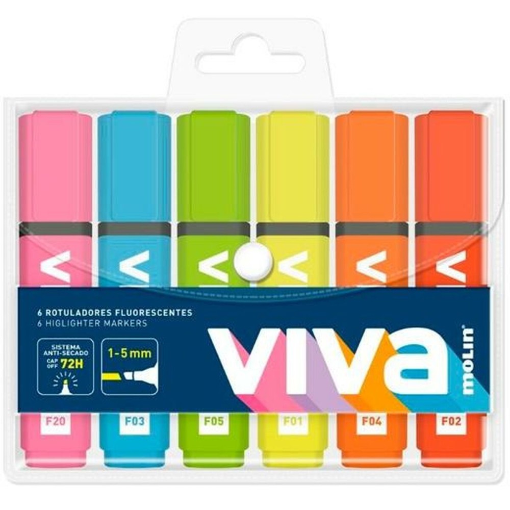 Fluorescent Marker Set Molin VIVA Multicolour 6 Pieces