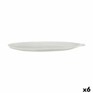 Tray White MDF Wood Leaf of a plant 49 x 2,7 x 17,3 cm Decoration (6 Units)