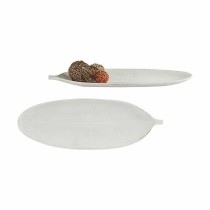 Tray White MDF Wood Leaf of a plant 49 x 2,7 x 17,3 cm Decoration (6 Units)