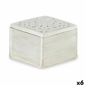 Dekorative Box Weiß Holz 11,5 x 8 x 11,5 cm (6 Stück)