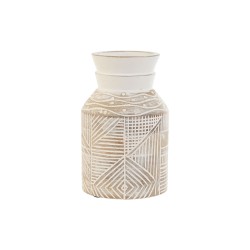 Vase Home ESPRIT Blanc Naturel Bois de manguier Colonial 15 x 15 x 38 cm