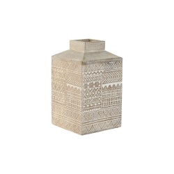 Vase Home ESPRIT Blanc Naturel Bois de manguier Colonial 18 x 18 x 30,5 cm