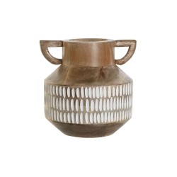 Vase Home ESPRIT Blanc Marron Bois de manguier Colonial 18 x 18 x 19 cm