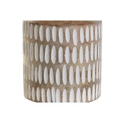 Vase Home ESPRIT Blanc Marron Bois de manguier Colonial 16 x 10 x 23 cm