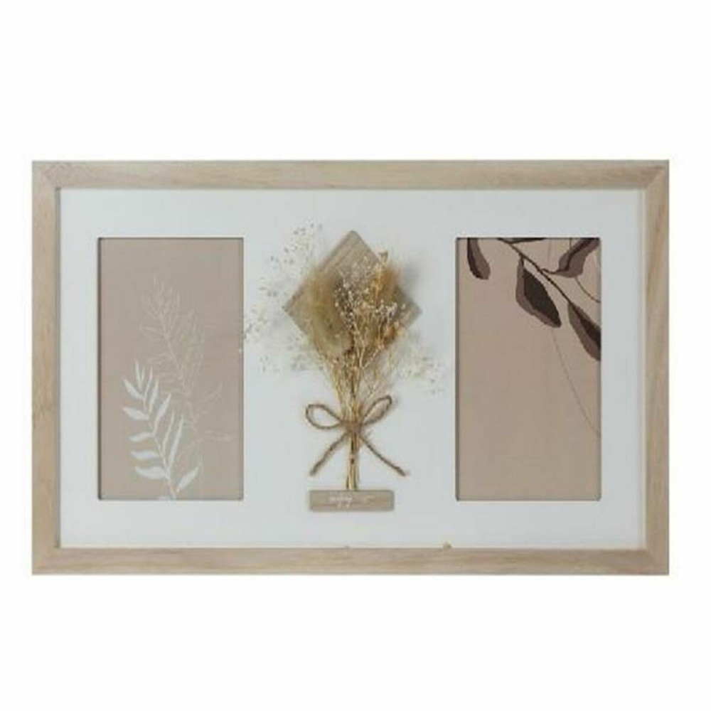 Cadre photo DKD Home Decor 39 x 1,2 x 22 cm Verre Naturel Blanc Shabby Chic