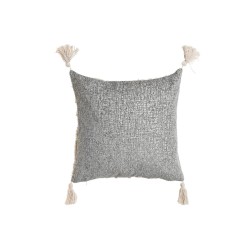 Coussin Home ESPRIT Blanc Gris Pompons Boho 45 x 15 x 45 cm