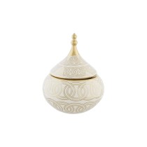 Potiche DKD Home Decor Blanc Doré Porcelaine Oriental Chrome 18 x 18 x 22 cm