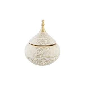 Vase DKD Home Decor Weiß Gold Porzellan Orientalisch Verchromt 18 x 18 x 22 cm