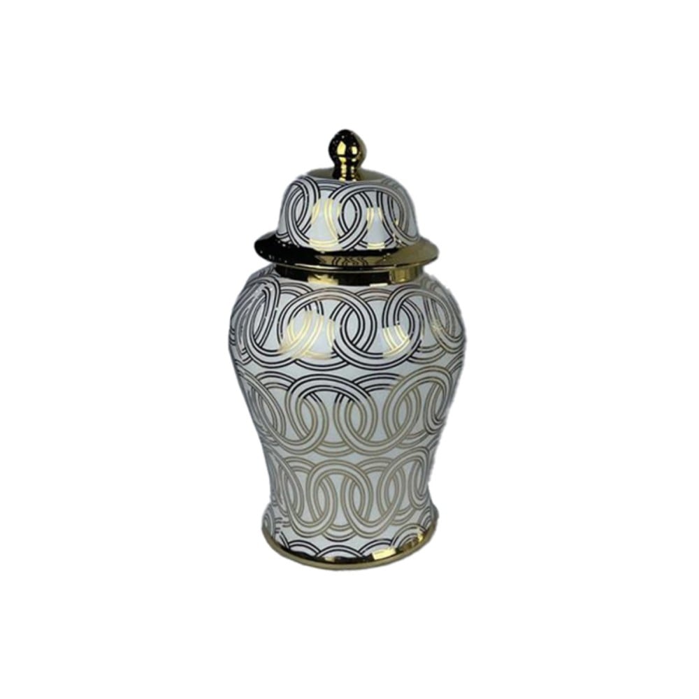 Vase DKD Home Decor Porzellan Gold Weiß Orientalisch (22 x 22 x 42 cm)