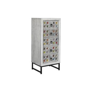 Chest of drawers DKD Home Decor White Grey Ceramic Mango wood Indian Man 45 x 35 x 107 cm